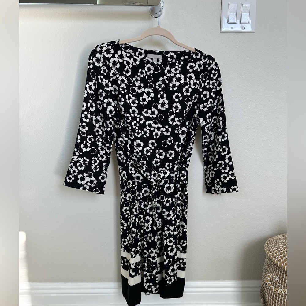 H&M Black and White Floral Long Sleeve Dress